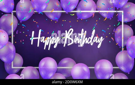 Happy Birthday . banner or greeting card background for birthday celebration . purple and white color concept . vector illustration eps10 Stock Vector