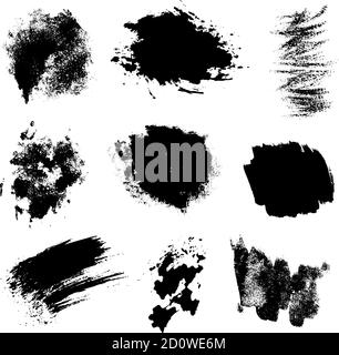 Set of black paint, ink splatters, grunge texture, brush strokes, brushes,  blots, drops, splashes. Vector collection dirty artistic design elements  Stock Vector Image & Art - Alamy