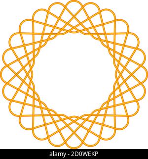 Gold abstract spirograph. Geometric decoration element, vector illustration Stock Vector