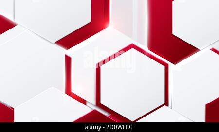 Abstract red and white hexagons technology digital hi-tech concept background. Vector illustration Stock Vector