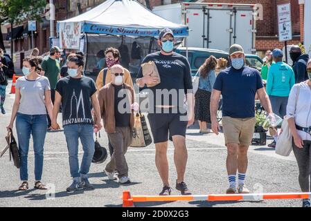 Shopping at the Waverly Market, Baltimore, Maryland Stock Photo