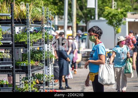 Shopping at the Waverly Market, Baltimore, Maryland Stock Photo