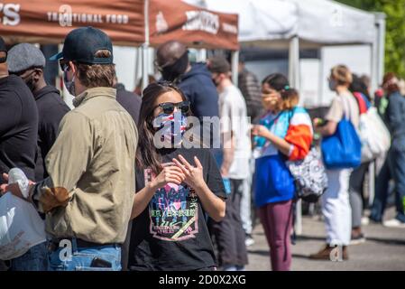 Shopping at the Waverly Market, Baltimore, Maryland Stock Photo