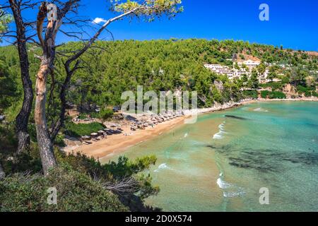 Amazing beach of Chrisi Milia in Alonnisos island, Sporades, Greece. Stock Photo