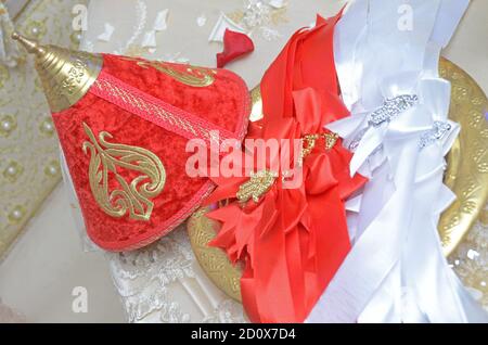 Traditional Moroccan design set at the Celebtarion of Mimuna holliday (jewish Marrocans Holliday) day after passover Stock Photo