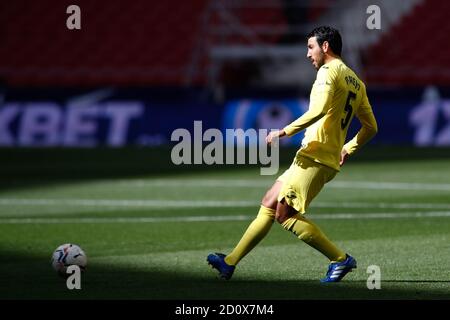 Madrid, Spain. 03rd Oct, 2020. Daniel Parejo of Villarreal in action during the Spanish championship La Liga football match between Atletico de Madrid and Villarreal CF on october 03, 2020 at Wanda Metropolitano stadium in Madrid, Spain - Photo Oscar J Barroso / Spain DPPI / DPPI Credit: LM/DPPI/Oscar Barroso/Alamy Live News Credit: Gruppo Editoriale LiveMedia/Alamy Live News Stock Photo