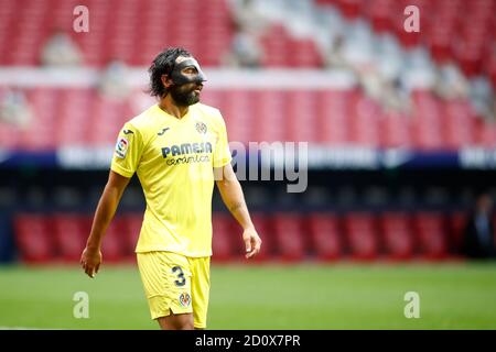 Madrid, Spain. 03rd Oct, 2020. Raul Albiol of Villarreal during the Spanish championship La Liga football match between Atletico de Madrid and Villarreal CF on october 03, 2020 at Wanda Metropolitano stadium in Madrid, Spain - Photo Oscar J Barroso / Spain DPPI / DPPI Credit: LM/DPPI/Oscar Barroso/Alamy Live News Credit: Gruppo Editoriale LiveMedia/Alamy Live News Stock Photo