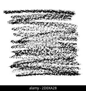 Crayon doodle background.  Black oil pastel rectangle by scratches isolated on the white background.  Hand drawn texture Stock Photo