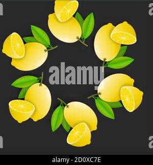 Natural background with citric fruits in seamless pattern Stock Photo