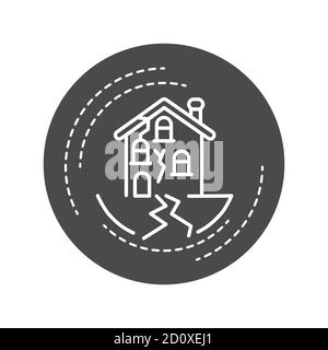 Earthquake black glyph icon on white background. Seismic activity. Tremors. Pictogram for web page, mobile app, promo. UI UX GUI design element. Stock Vector