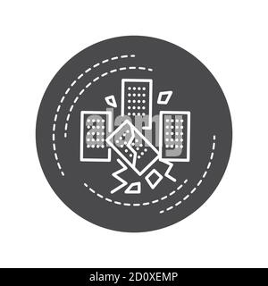 Landslide black glyph icon. Defined as the movement of a mass of rock, debris, or earth down a slope. Pictogram for web page, mobile app, promo. UI UX Stock Vector