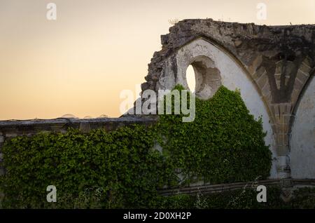 Old ruins of the Coria convent or San Francisco el Real, Trujillo at sunset, Cáceres, Spain Stock Photo
