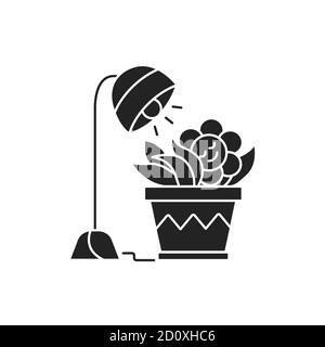 Artificial light black glyph icon. Refers to any light source that is produced by electrical means. Pictogram for web page, mobile app, promo. UI UX Stock Vector