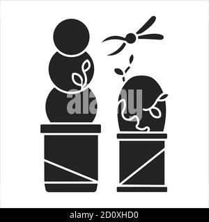 Regularly prune plant black glyph icon. Removal of dead leaves. Care procedure for plants. Pictogram for web page, mobile app, promo. UI UX GUI design Stock Vector