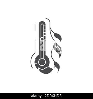 Comfortable air temperature black glyph icon. The most acceptable temperature for plant growth. Pictogram for web page, mobile app, promo. UI UX GUI Stock Vector