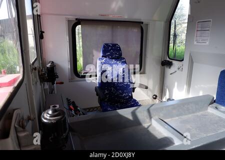 Cabin of historical locomotive Stock Photo