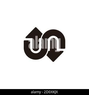letter un opposite arrows geometric design logo vector Stock Vector