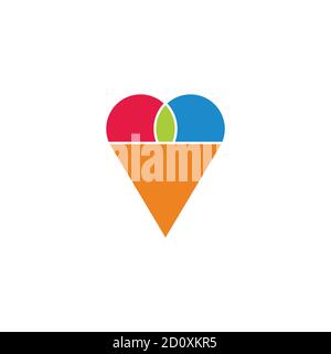 ice cream cone simple geometric colorful symbol vector Stock Vector