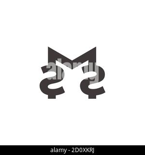 letter m2 simple geometric linked line logo vector Stock Vector