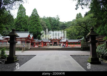 Around Main temple of Kirishima Jingu Shrine in Kagoshima. Taken in August 2019. Stock Photo