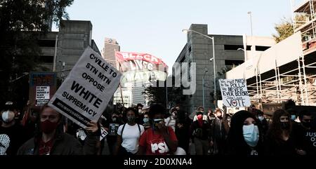 Atlanta, Georgia, USA. October 3, 2020: Demonstators participate in a march against police brutality, in Atlanta. Credit: John Arthur Brown/ZUMA Wire/Alamy Live News Stock Photo