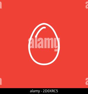 Egg Line Icon On Red Background. Red Flat Style Vector Illustration. Stock Vector