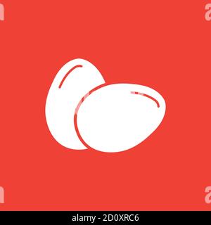 Egg Icon On Red Background. Red Flat Style Vector Illustration. Stock Vector