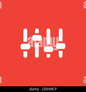 Equalizer Icon On Red Background. Red Flat Style Vector Illustration. Stock Vector
