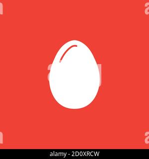 Egg Icon On Red Background. Red Flat Style Vector Illustration. Stock Vector