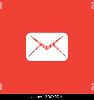 Email Icon On Red Background. Red Flat Style Vector Illustration. Stock Vector