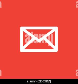 Email Icon On Red Background. Red Flat Style Vector Illustration. Stock Vector