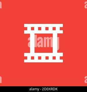 Film Strip Icon On Red Background. Red Flat Style Vector Illustration. Stock Vector