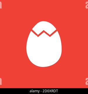 Egg Icon On Red Background. Red Flat Style Vector Illustration. Stock Vector
