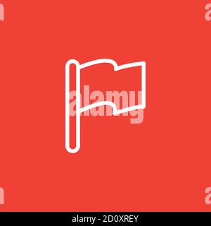 Flag Line Icon On Red Background. Red Flat Style Vector Illustration. Stock Vector