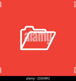 Folder Line Icon On Red Background. Red Flat Style Vector Illustration. Stock Vector