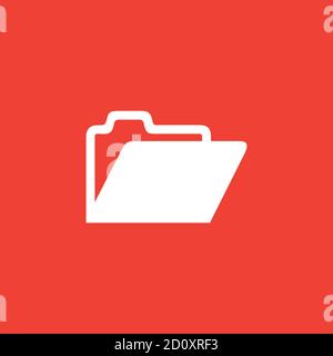 Folder Icon On Red Background. Red Flat Style Vector Illustration. Stock Vector