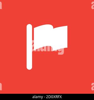 Flag Icon On Red Background. Red Flat Style Vector Illustration. Stock Vector