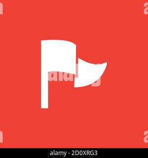 Flag Icon On Red Background. Red Flat Style Vector Illustration. Stock Vector