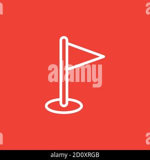 Flag Line Icon On Red Background. Red Flat Style Vector Illustration. Stock Vector