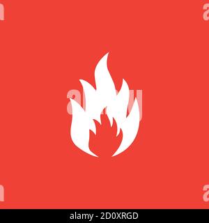 Fire Icon On Red Background. Red Flat Style Vector Illustration. Stock Vector