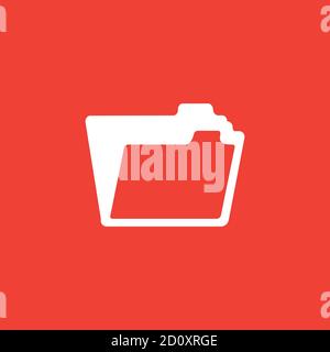 Folder Icon On Red Background. Red Flat Style Vector Illustration. Stock Vector