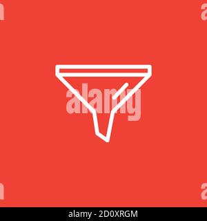Funnel Line Icon On Red Background. Red Flat Style Vector Illustration. Stock Vector