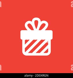 Gift Box Icon On Red Background. Red Flat Style Vector Illustration. Stock Vector