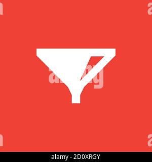 Funnel Icon On Red Background. Red Flat Style Vector Illustration. Stock Vector