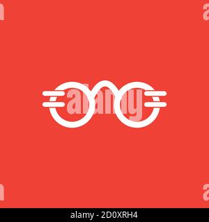 Glasses Icon On Red Background. Red Flat Style Vector Illustration. Stock Vector