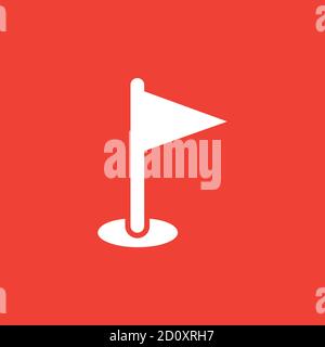 Flag Icon On Red Background. Red Flat Style Vector Illustration. Stock Vector