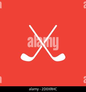 Golf Icon On Red Background. Red Flat Style Vector Illustration. Stock Vector