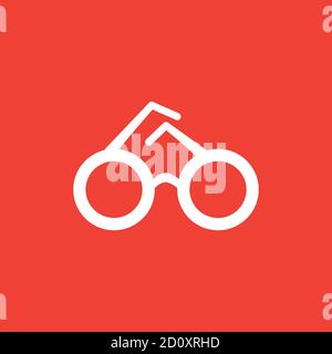 Glasses Icon On Red Background. Red Flat Style Vector Illustration. Stock Vector