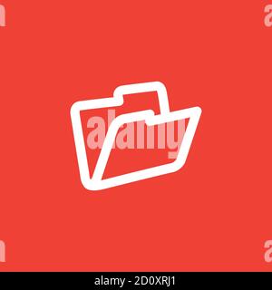 Folder Icon On Red Background. Red Flat Style Vector Illustration. Stock Vector