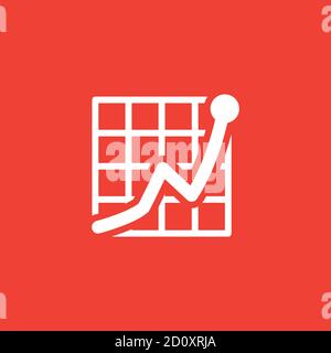 Growing Graph Icon On Red Background. Red Flat Style Vector Illustration. Stock Vector